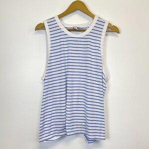 J. Crew Blue and White Striped Back Knot Tank Top